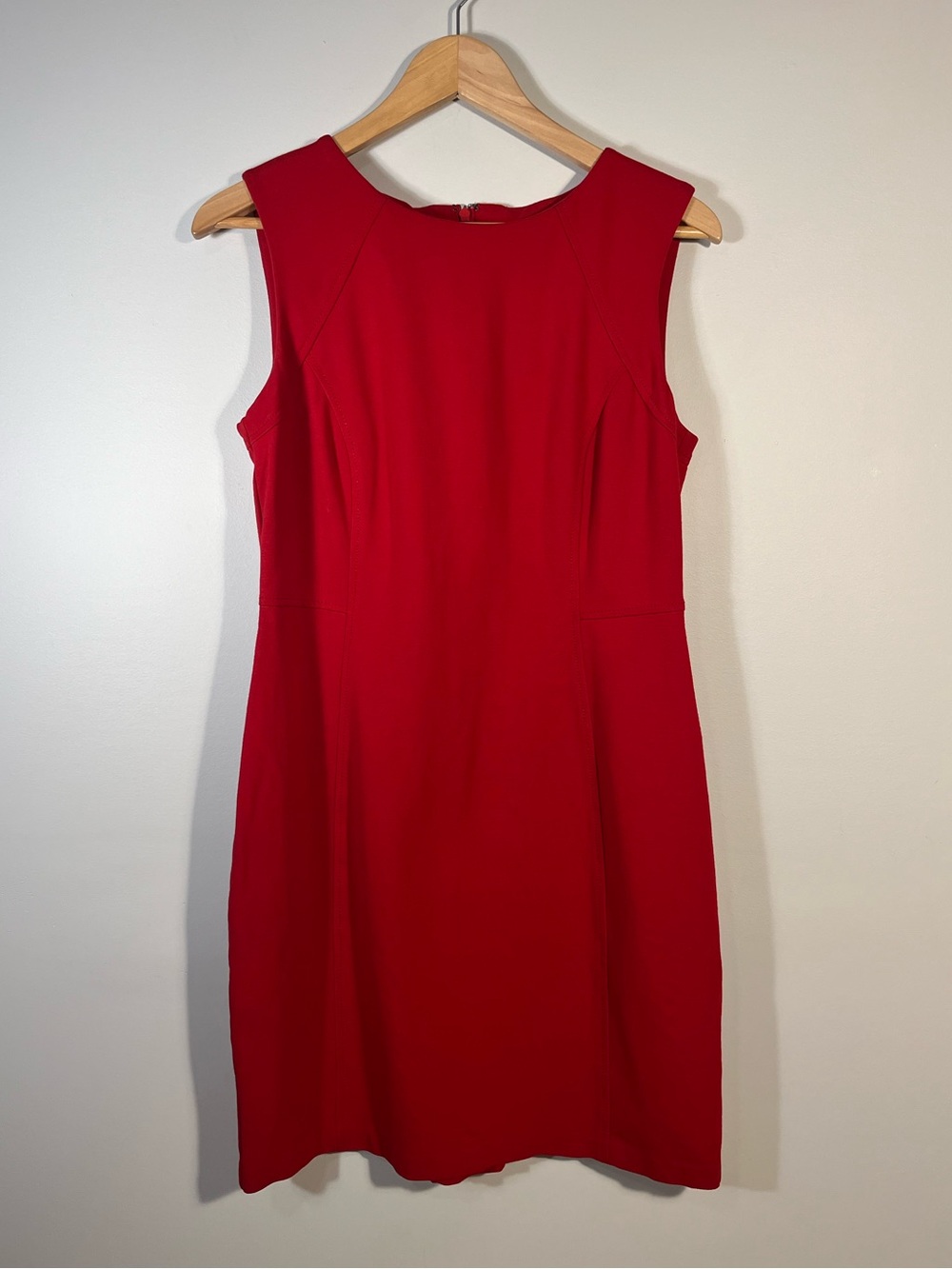 Talbots Classic Red Sleeveless Sheath Dress Tailored Midi Size 10 Petite
